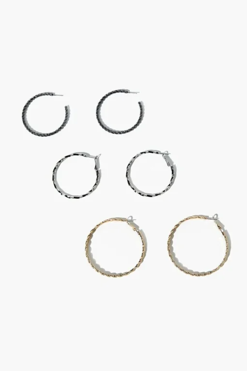 Etched Hoop Earring Set