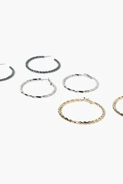 Etched Hoop Earring Set
