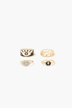 Evil Eye & Chain Ring Set