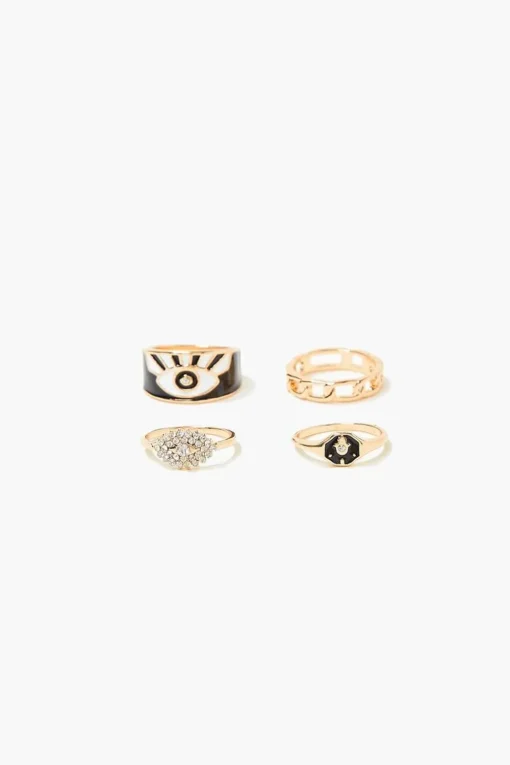 Evil Eye & Chain Ring Set