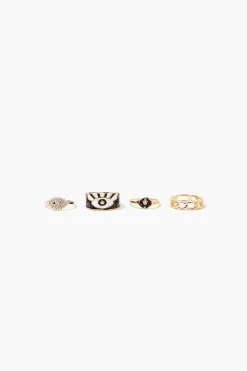 Evil Eye & Chain Ring Set