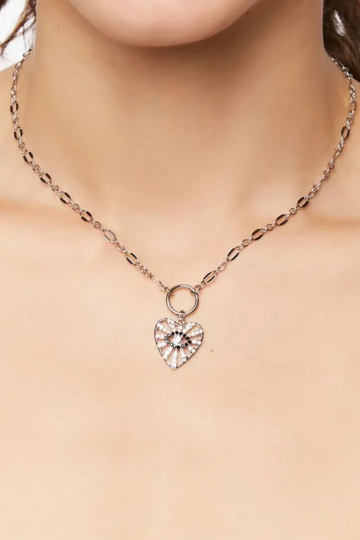 Evil Eye Heart Pendant Necklace