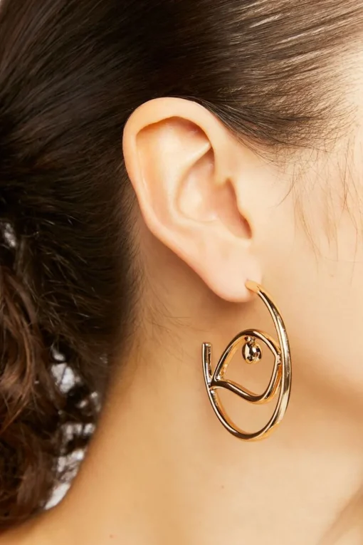 Eye Open-End Hoop Earrings