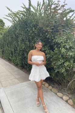 Eyelet Strapless Mini Dress