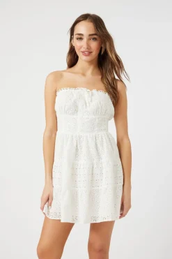 Eyelet Strapless Mini Dress