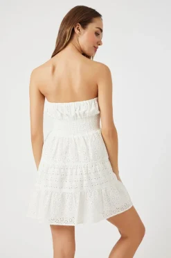 Eyelet Strapless Mini Dress