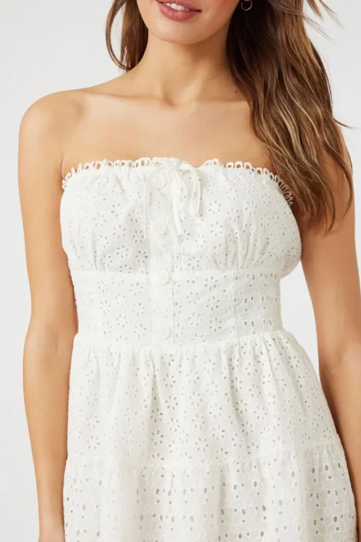 Eyelet Strapless Mini Dress