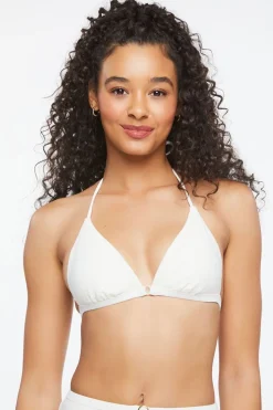 Eyelet Triangle Halter Bikini Top
