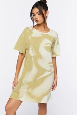 Face Graphic T-Shirt Dress
