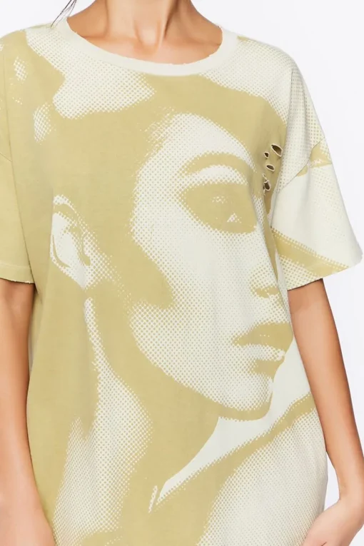 Face Graphic T-Shirt Dress