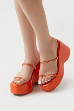 Faux Croc Chain Wedges