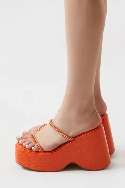 Faux Croc Chain Wedges
