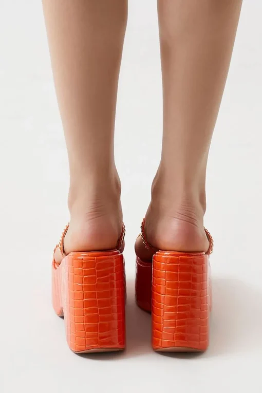 Faux Croc Chain Wedges