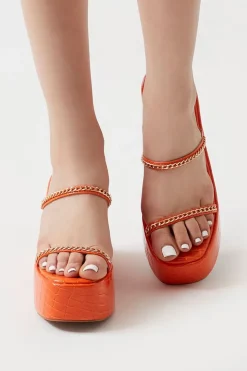 Faux Croc Chain Wedges