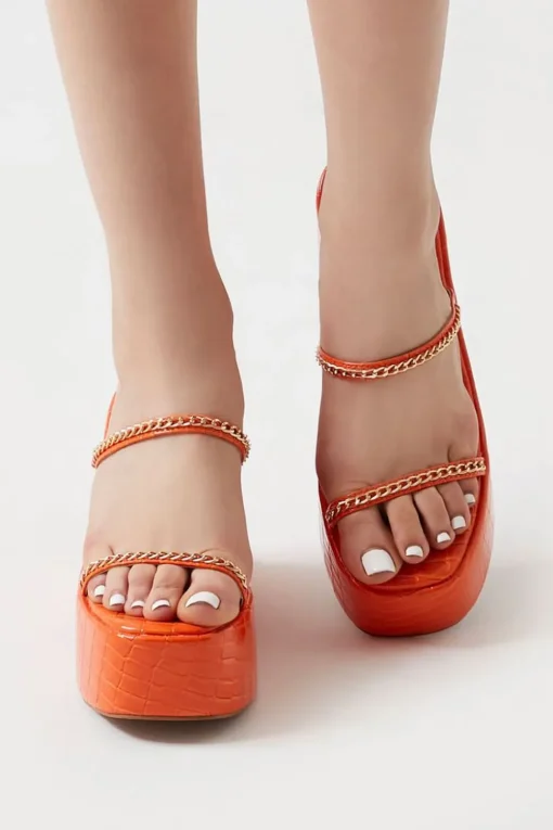 Faux Croc Chain Wedges