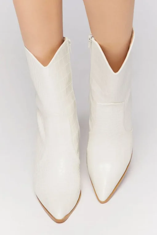 Faux Croc Cowboy Ankle Boots