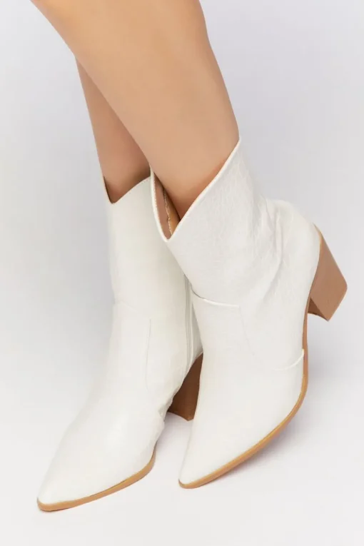 Faux Croc Cowboy Ankle Boots