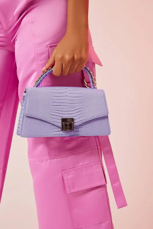 Faux Croc Crossbody Bag