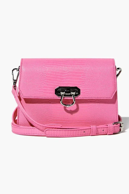 Faux Croc Crossbody Bag