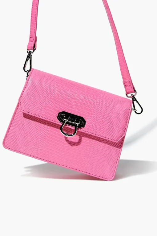 Faux Croc Crossbody Bag