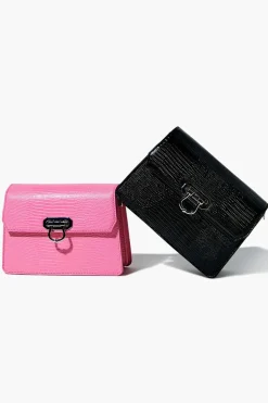 Faux Croc Crossbody Bag