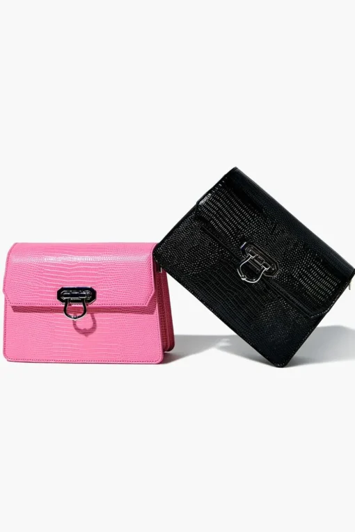 Faux Croc Crossbody Bag