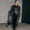 Faux Croc High-Rise Pants