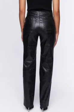 Faux Croc High-Rise Pants