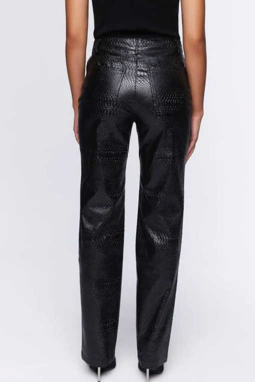 Faux Croc High-Rise Pants