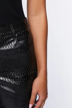 Faux Croc High-Rise Pants