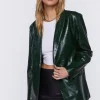 Faux Croc Leather Blazer