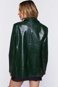 Faux Croc Leather Blazer