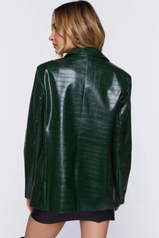 Faux Croc Leather Blazer