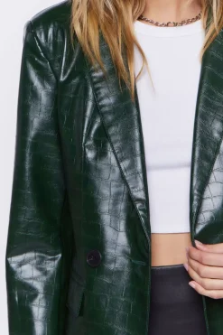 Faux Croc Leather Blazer