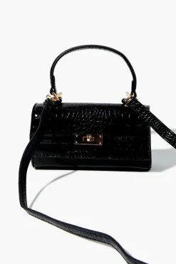Faux Croc Leather Crossbody Bag