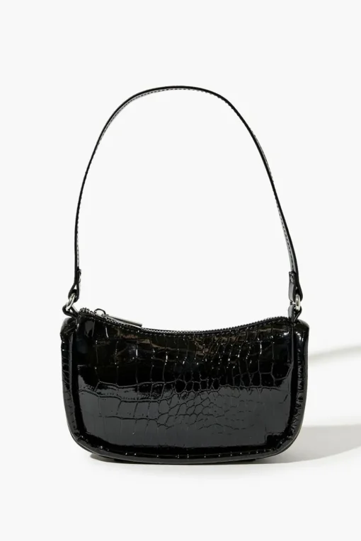 Faux Croc Shoulder Bag