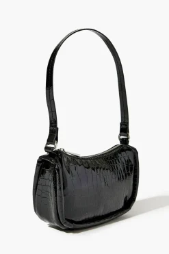 Faux Croc Shoulder Bag