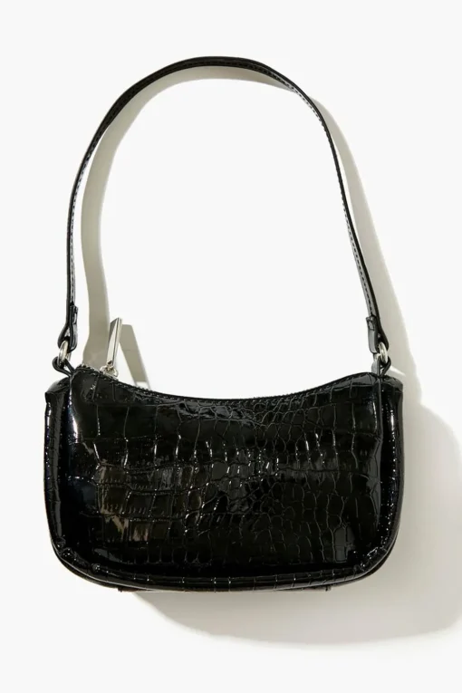 Faux Croc Shoulder Bag