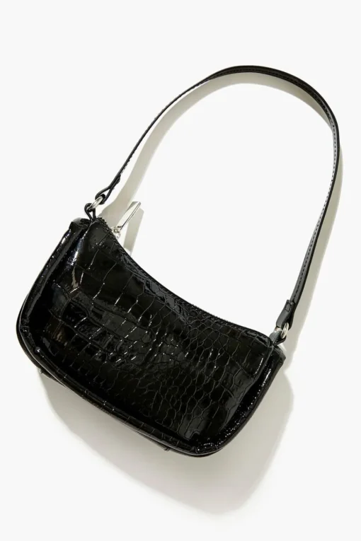 Faux Croc Shoulder Bag