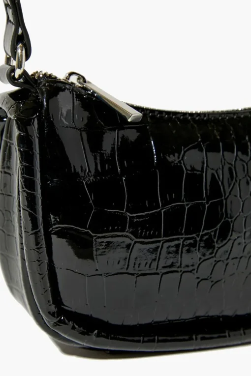 Faux Croc Shoulder Bag