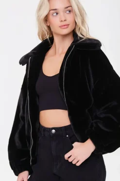 Faux Fur Angel Graphic Jacket