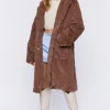 Faux Fur Chevron Duster Coat