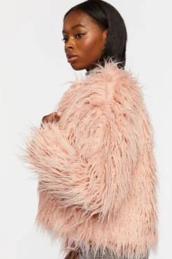 Faux Fur Open-Front Coat