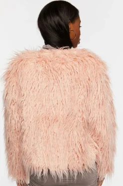 Faux Fur Open-Front Coat
