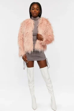 Faux Fur Open-Front Coat