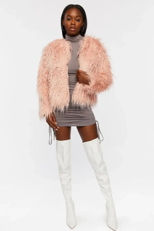 Faux Fur Open-Front Coat