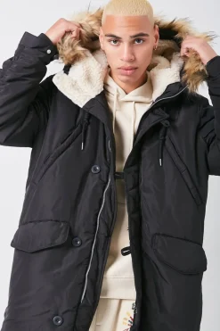 Faux Fur-Hood Utility Jacket