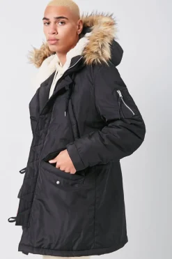 Faux Fur-Hood Utility Jacket