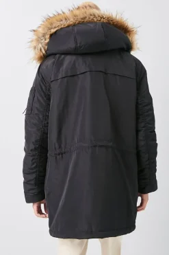Faux Fur-Hood Utility Jacket