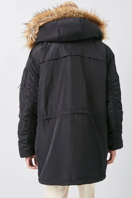 Faux Fur-Hood Utility Jacket